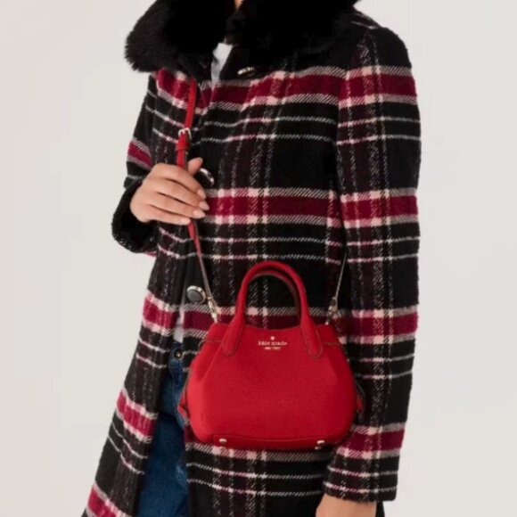 Kate Spade Dumpling Mini Leather Satchel Crossbody in Red Jam KI859 - Picture 2 of 6